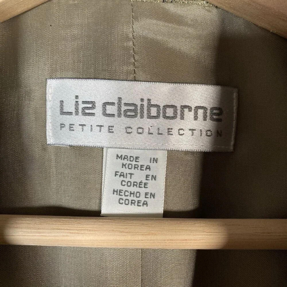 Vintage Liz Claiborne Blazer Women 12 Petite Linen Blend Plaid Academia Heritage - Picture 9 of 15